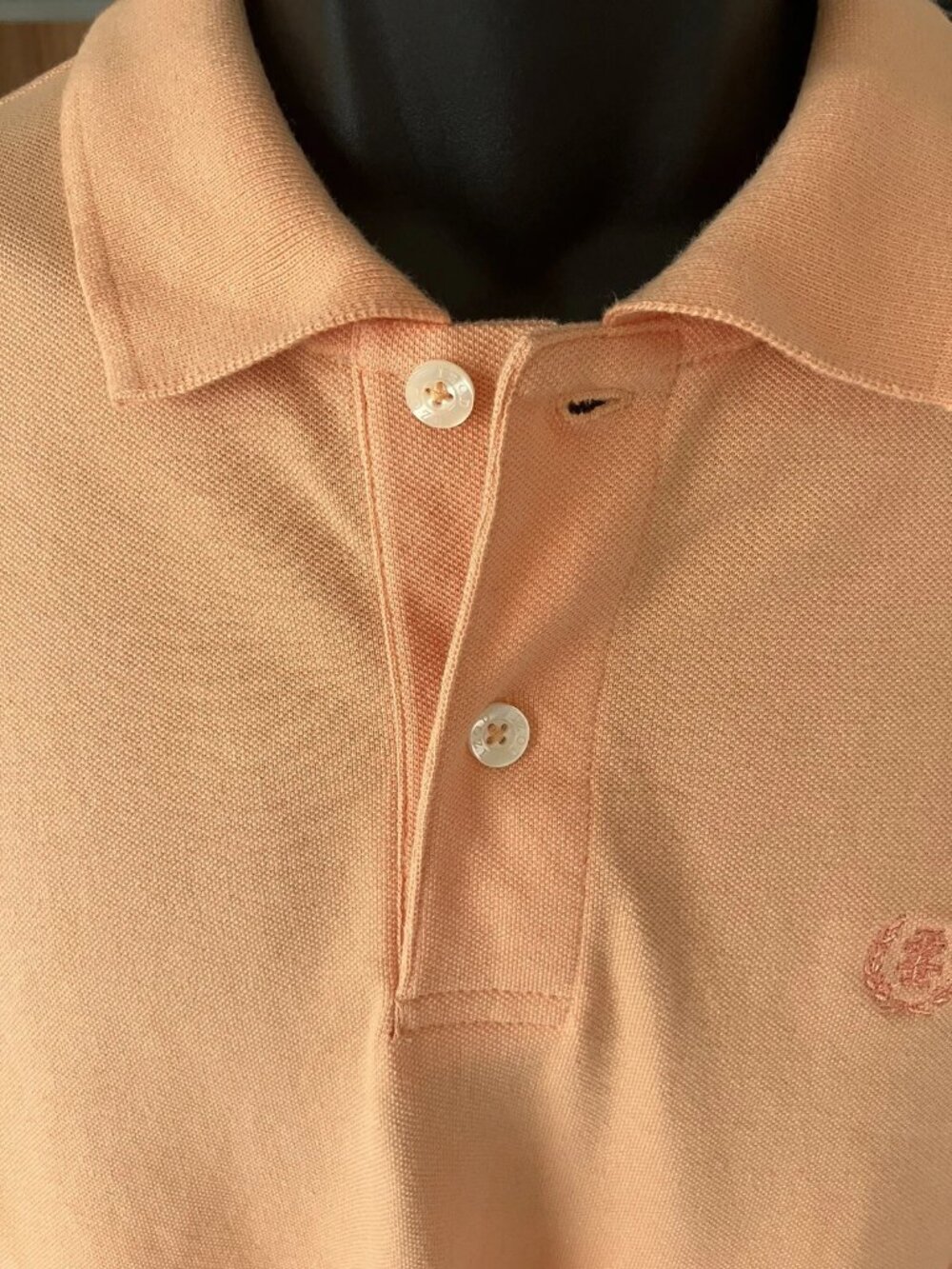 Izod luxury sport men's cotton pique polo solid peach interlock short sleeve L - Picture 3 of 8